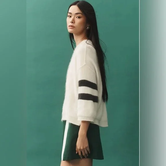 Maeve/Anthropologie Brushed Cashmere Boxy Crop Sweater in Ivory Size S. NWT - Picture 5 of 12